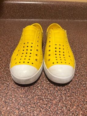 Native Shoes Kids Slip-On Sneakers in Yellow with White Toe
